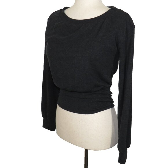 OGL Dark Gray Wool Blend Soft Cozy Boat Neck Long Sleeve Brami Top Size Medium - Picture 8 of 10